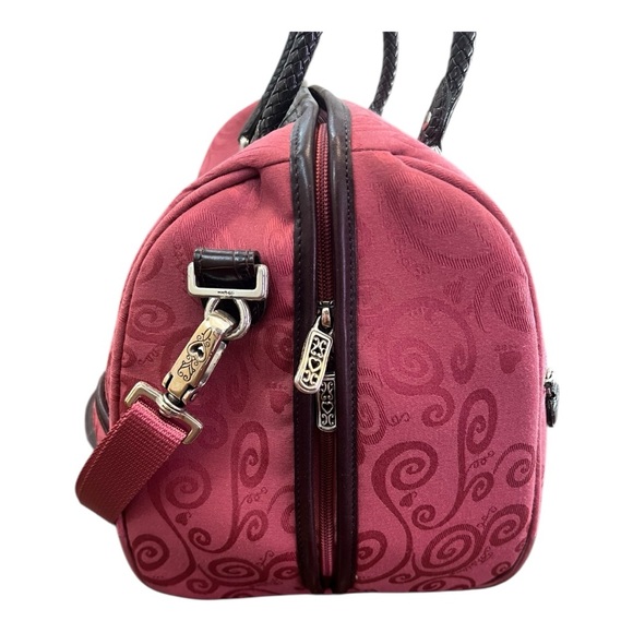 Brighton Pink & Brown Cherry Rose Large Beauty Case Satchel U210650 EUC - Picture 3 of 12